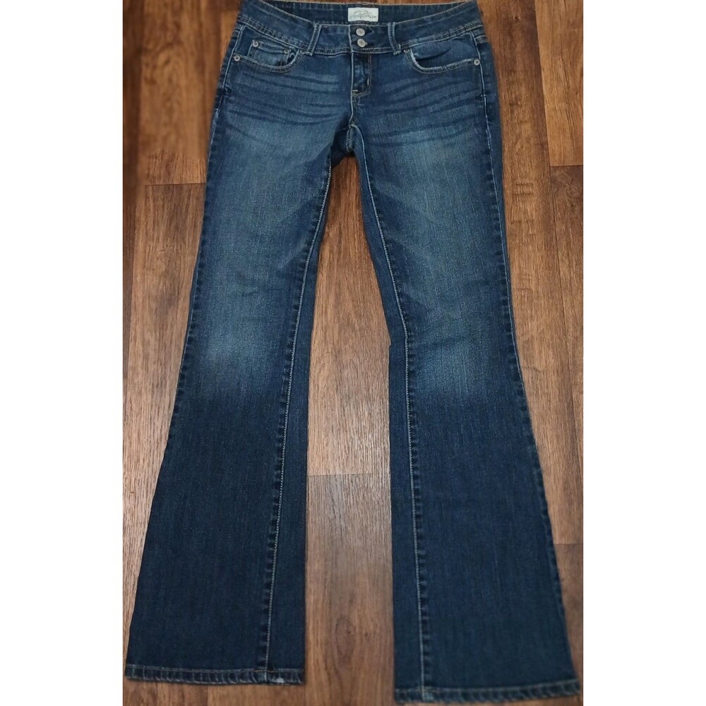 AEROPOSTALE HAILEY FLARE JEANS WOMENS 3/4 LONG LOW RISE Y2K